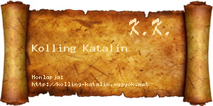 Kolling Katalin névjegykártya
